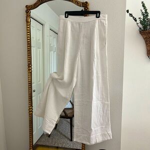 FIGUE NWT White Cotton/Gauze, “The Perfect Comfy Pant” 100%Cotton/Organic. Sz L